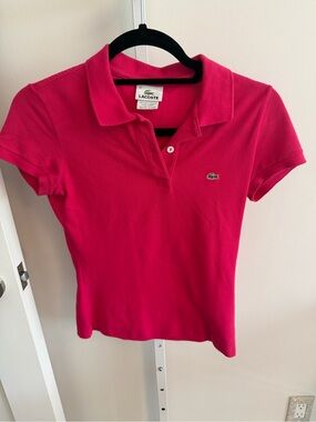 Lacoste Women's Pink Classic Pique Polo, Short Sleeved, Size 34